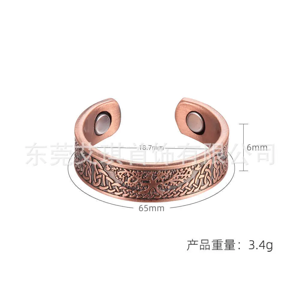 Red Copper Viking Tree of Life Adjustable Ring - Image 6