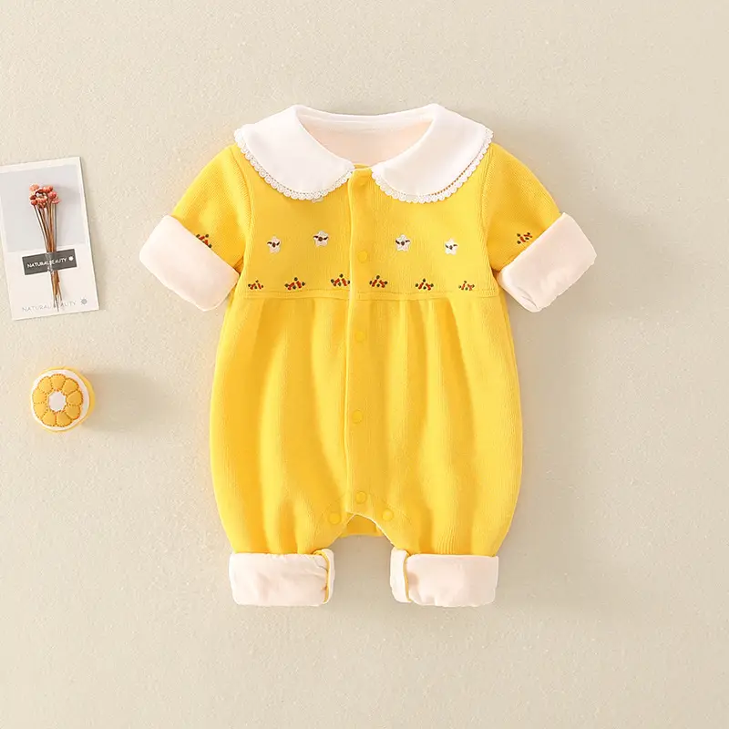Baby Yellow Long Sleeve Jumpsuit for Girls - Image 6