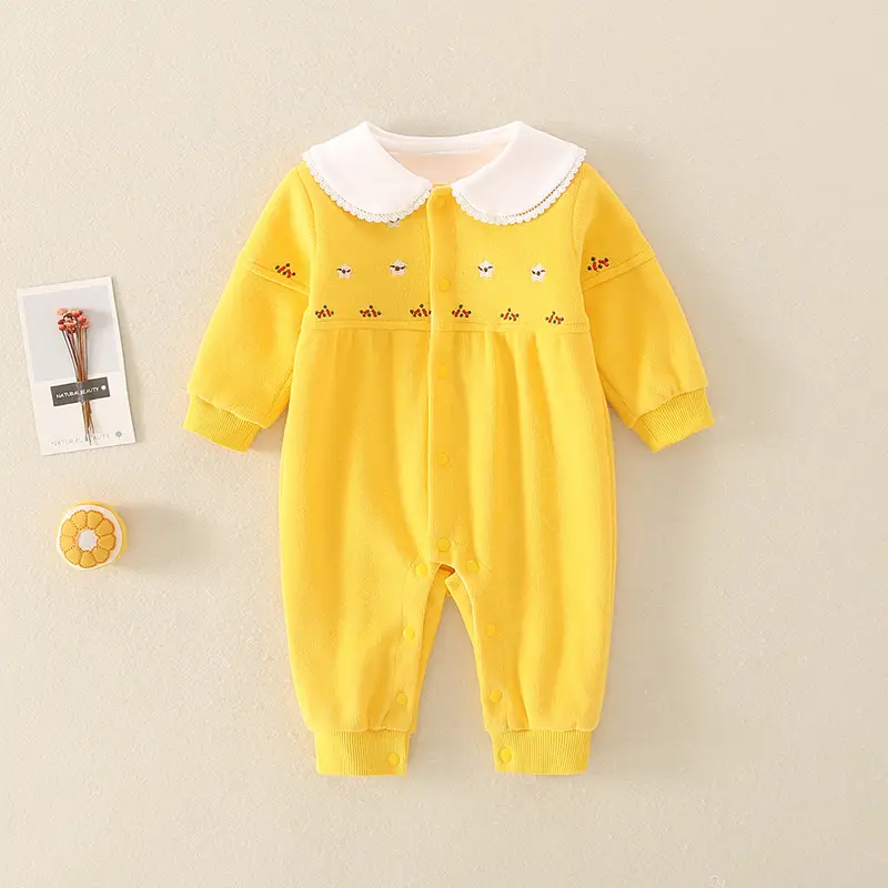 Baby Yellow Long Sleeve Jumpsuit for Girls - Image 2