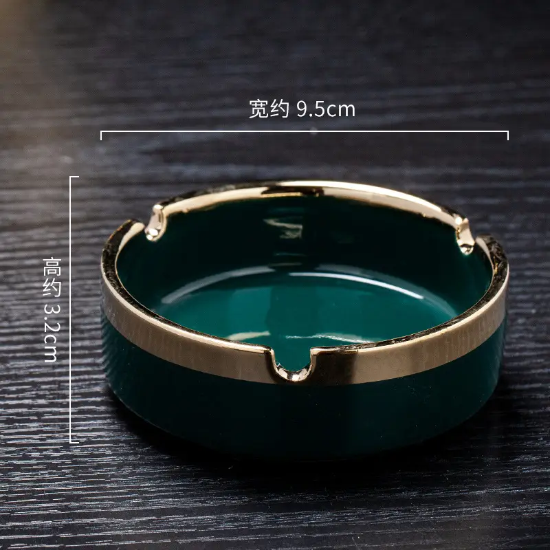 Nordic Ceramic Ashtray Black Gold 9.5cm