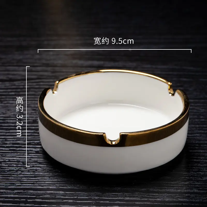 Nordic Ceramic Ashtray Black Gold 9.5cm