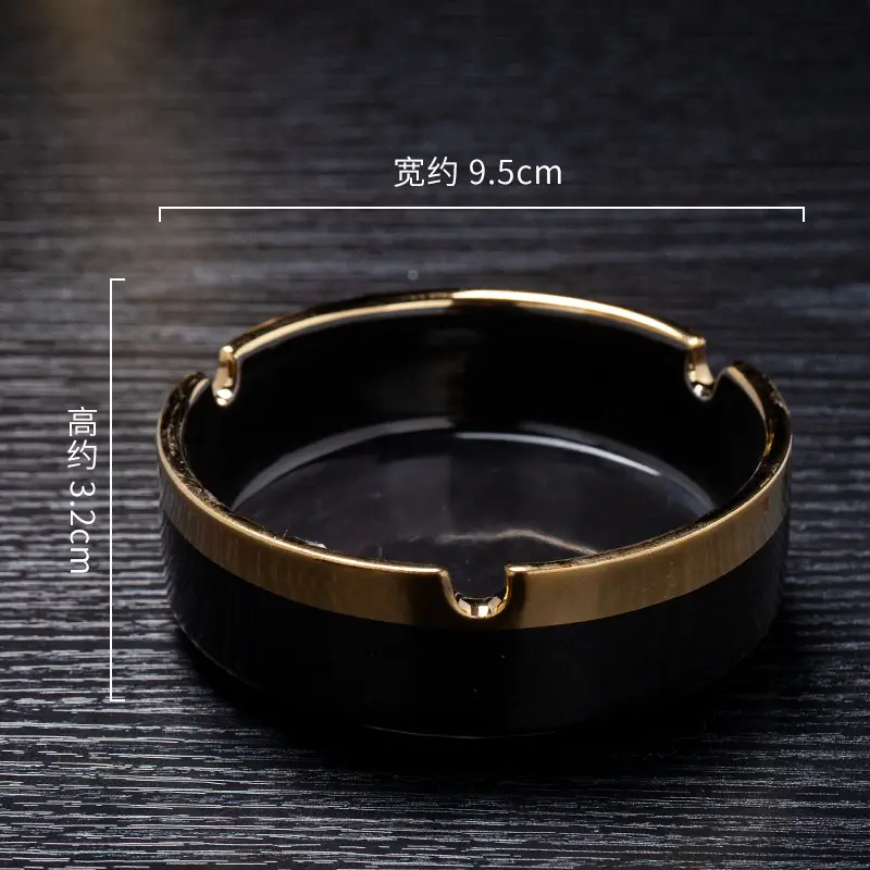 Nordic Ceramic Ashtray Black Gold 9.5cm