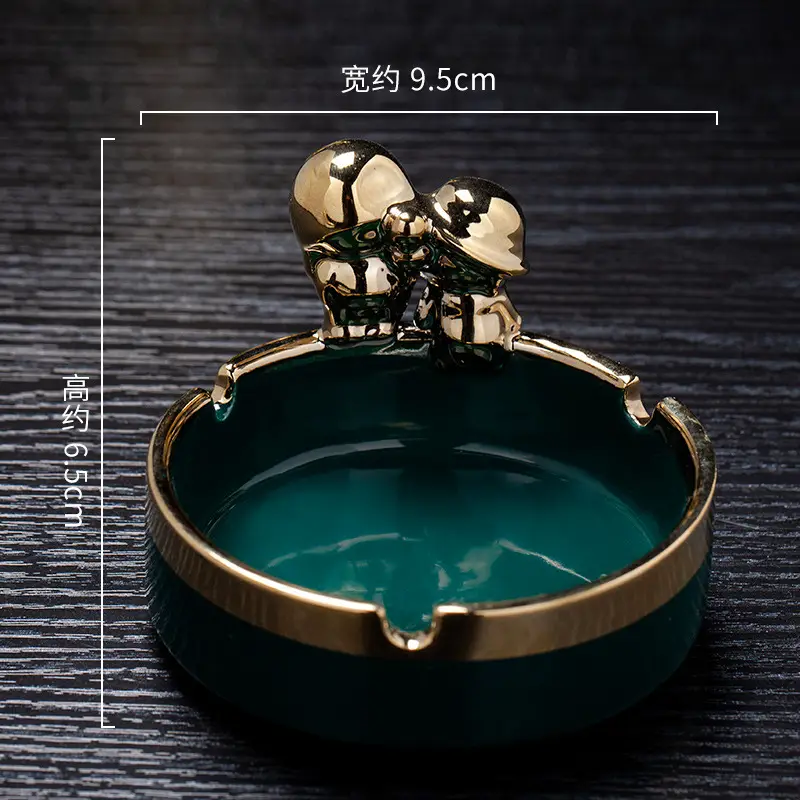 Nordic Ceramic Ashtray Black Gold 9.5cm