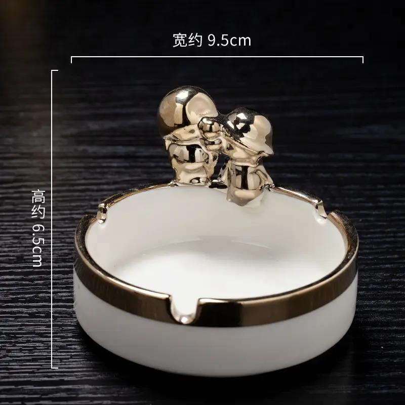 Nordic Ceramic Ashtray Black Gold 9.5cm