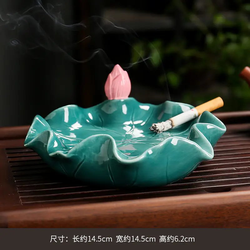 Nordic Ceramic Ashtray Black Gold 9.5cm