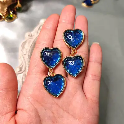 Blue Glazed Medieval Ear Clips for Women - Image 10
