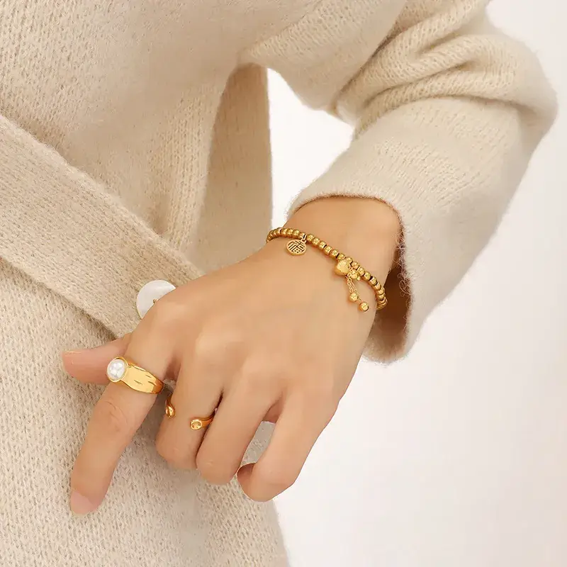 French Choker Bracelet Gold Plated with Pendant - Image 5