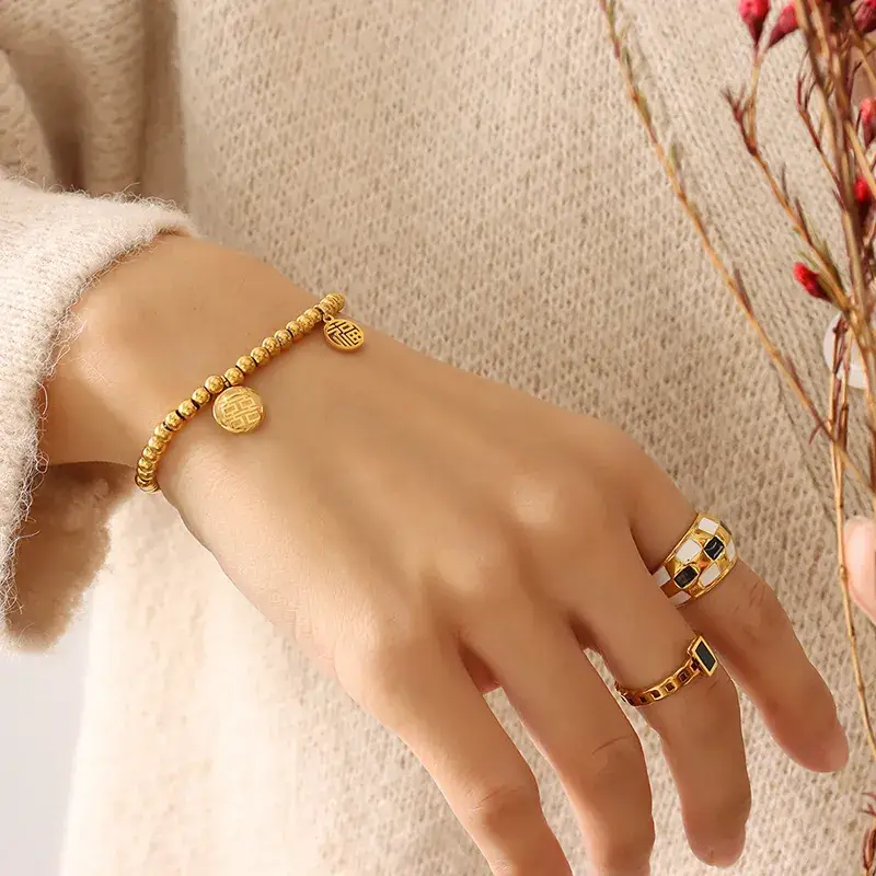 French Choker Bracelet Gold Plated with Pendant - Image 6