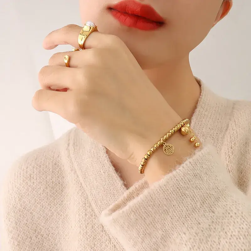 French Choker Bracelet Gold Plated with Pendant - Image 2