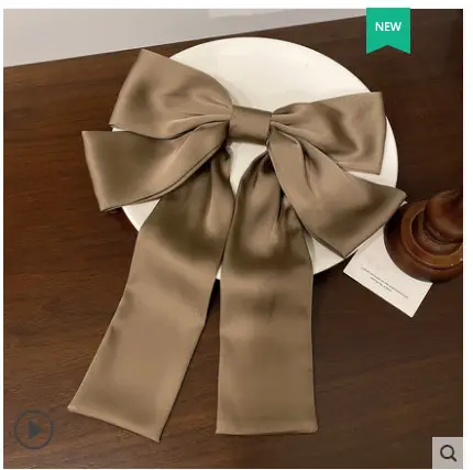 Korean Super Fairy Satin Bow Hairpin Women's Back of Head Large Top Clip - Image 3