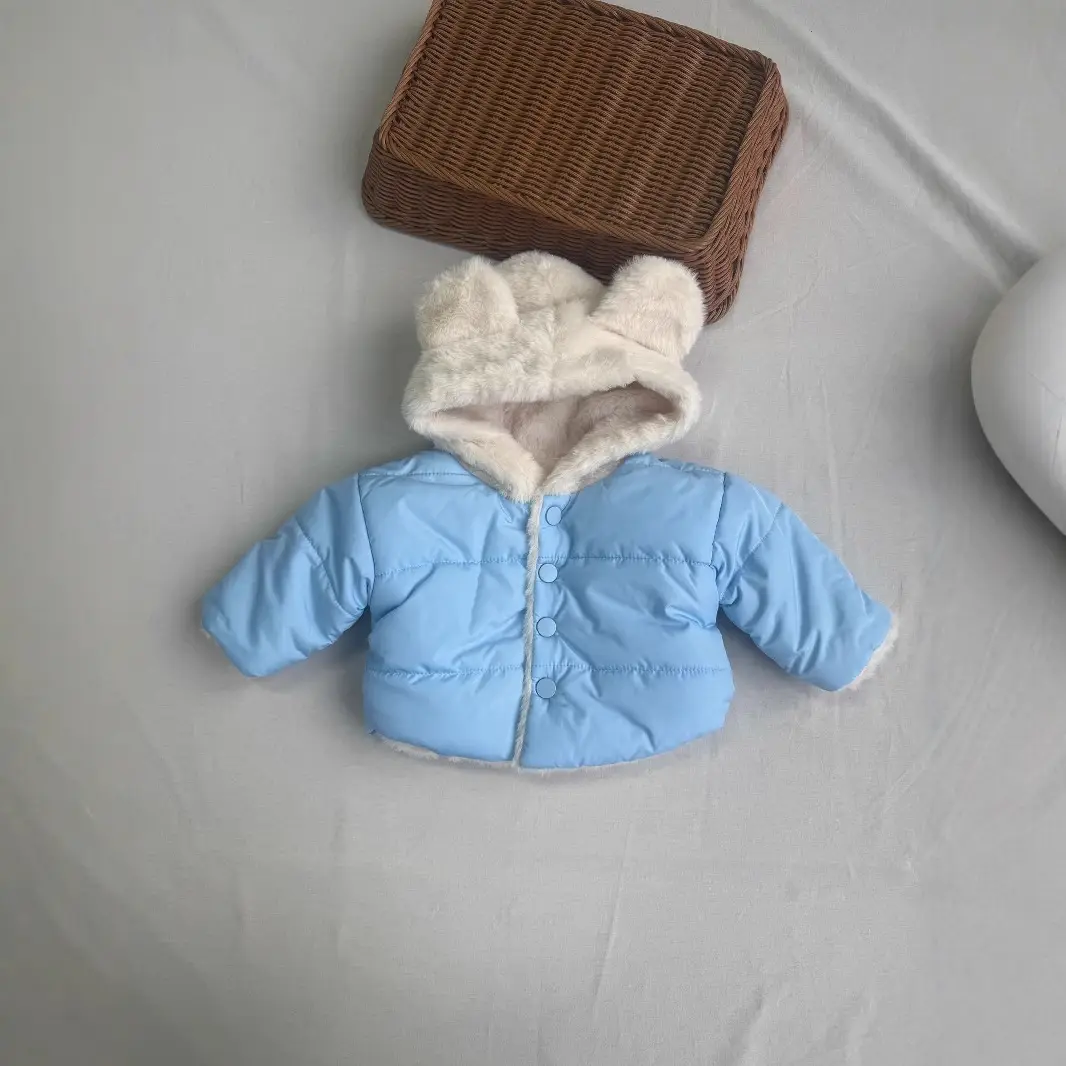 Blue Hooded Warm Puffer Jacket for Kids Unisex - Image 6