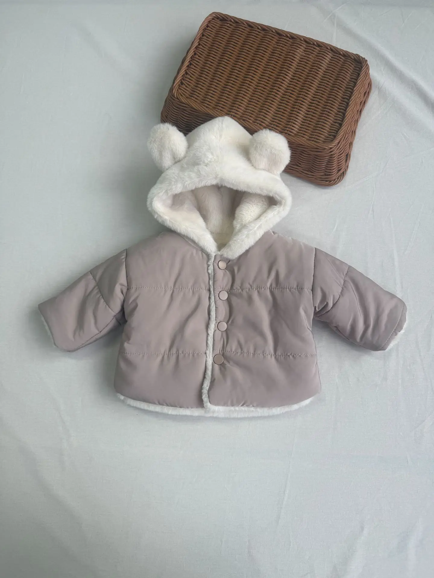 Blue Hooded Warm Puffer Jacket for Kids Unisex — feature 2