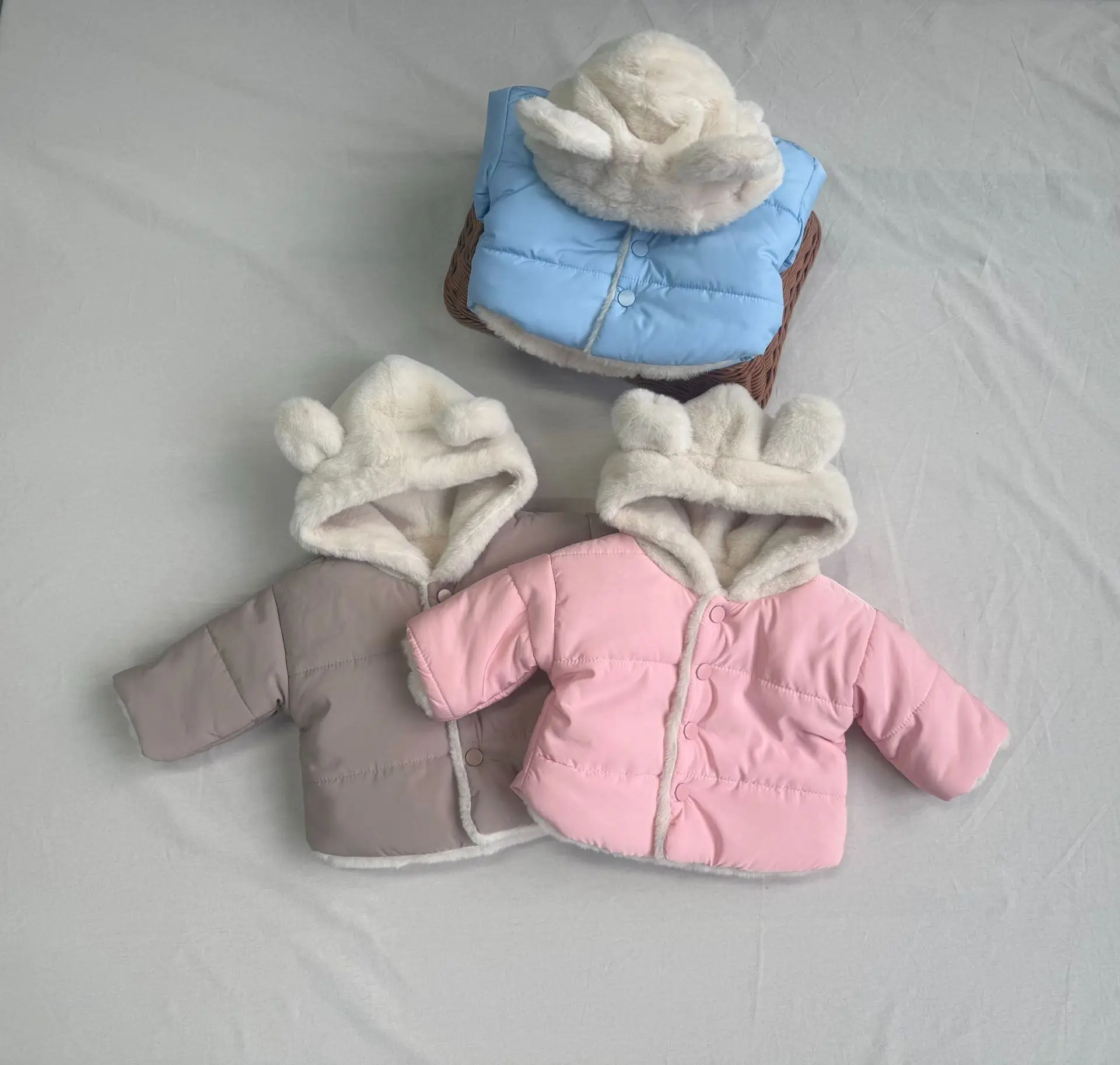 Blue Hooded Warm Puffer Jacket for Kids Unisex — feature 4