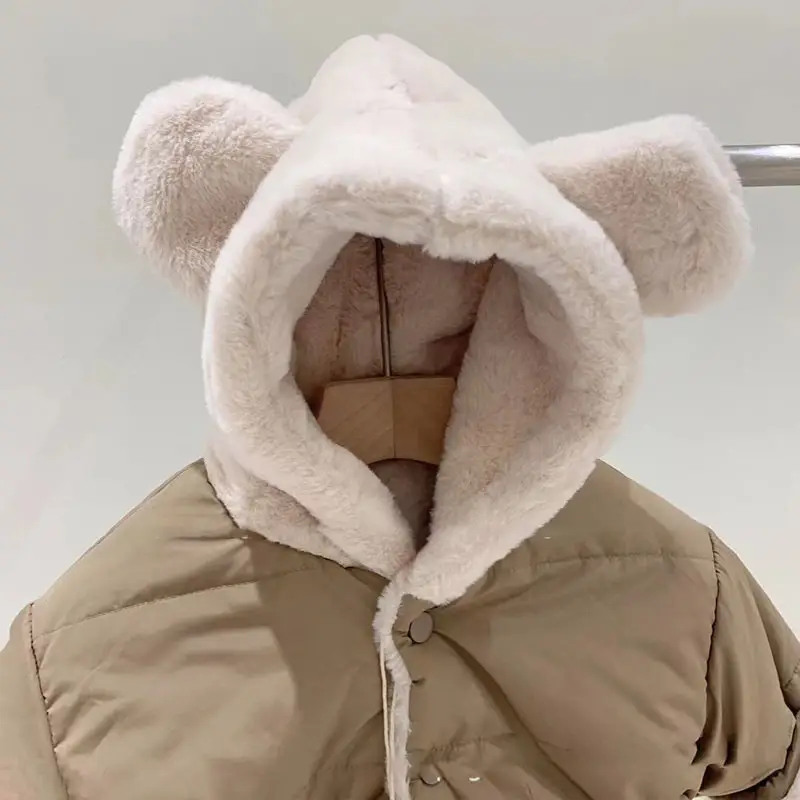 Blue Hooded Warm Puffer Jacket for Kids Unisex — feature 7