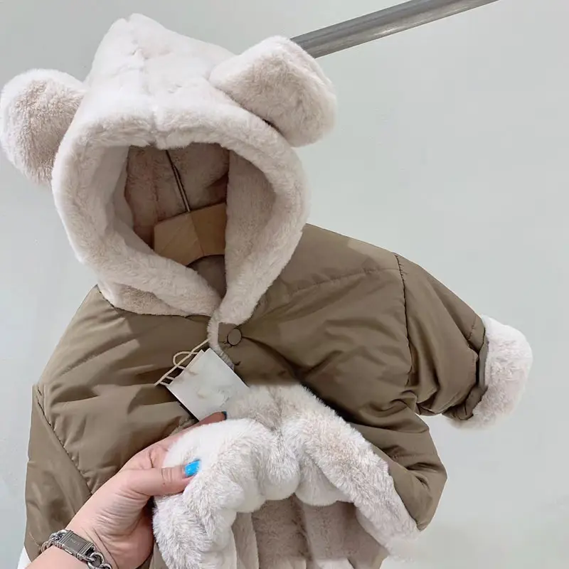 Blue Hooded Warm Puffer Jacket for Kids Unisex — feature 8