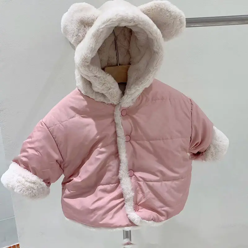 Blue Hooded Warm Puffer Jacket for Kids Unisex — feature 9