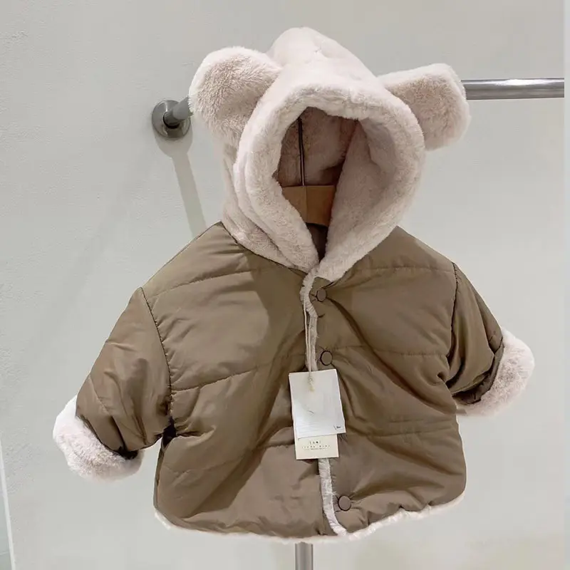 Blue Hooded Warm Puffer Jacket for Kids Unisex - Image 3