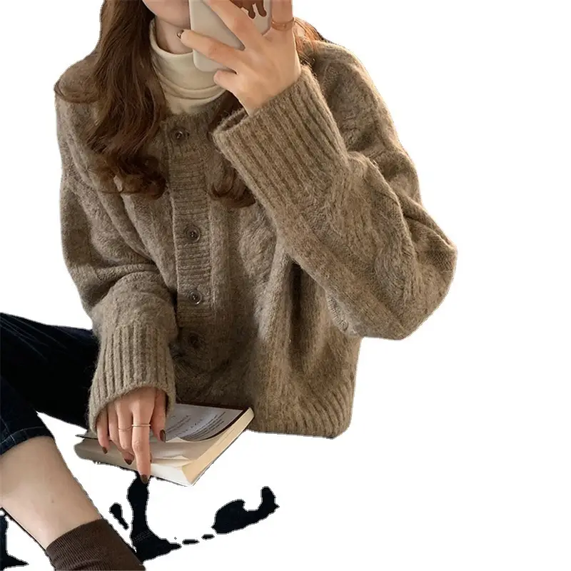 Women's New Knitted Velvet Cardigan Sweater - Image 5