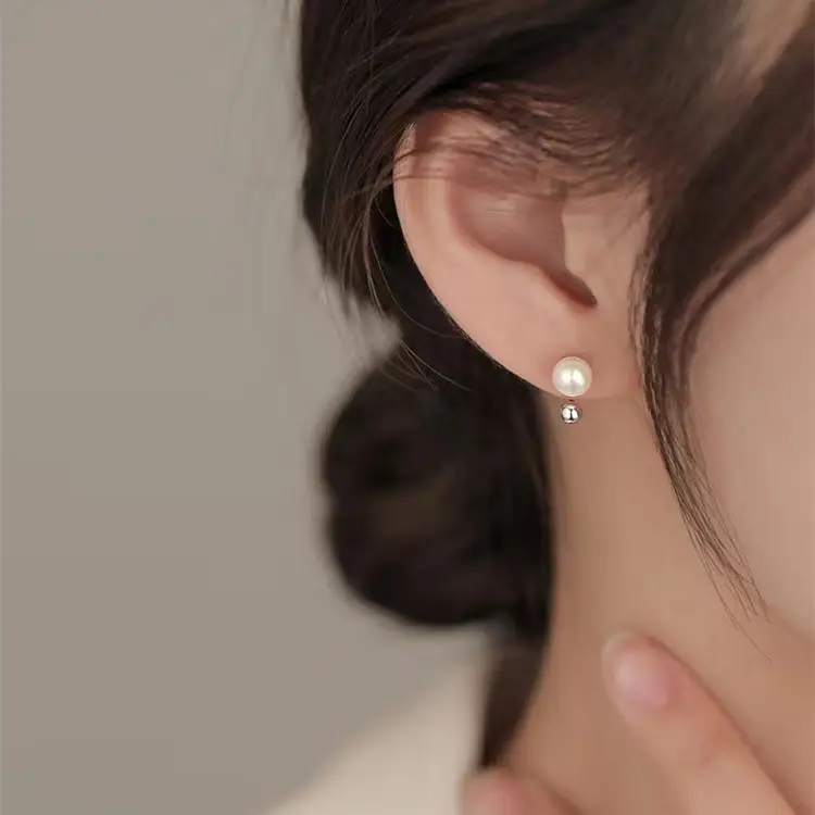 S925 Sterling Silver Pearl Earrings Light Luxury - Image 3