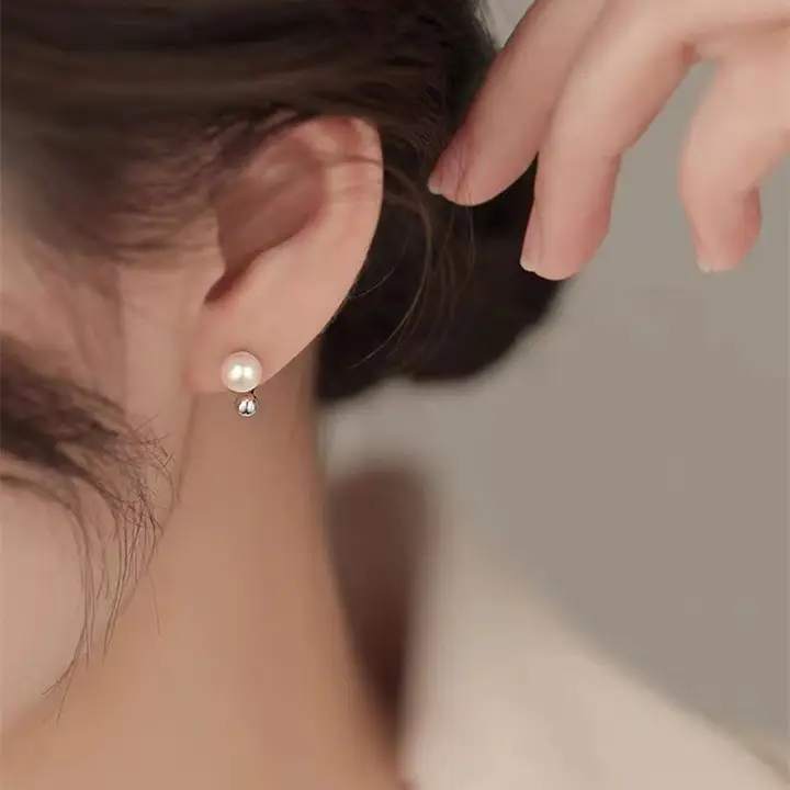 S925 Sterling Silver Pearl Earrings Light Luxury - Image 4