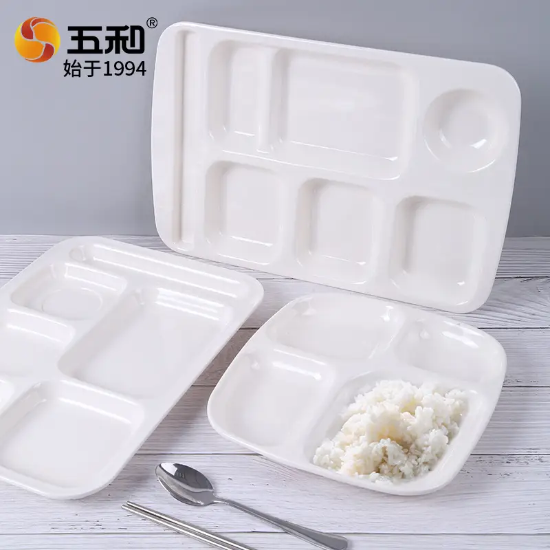 A5 Melamine 4-Compartment Plate White - Image 9