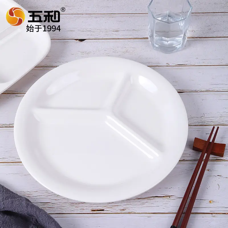 A5 Melamine 4-Compartment Plate White - Image 10