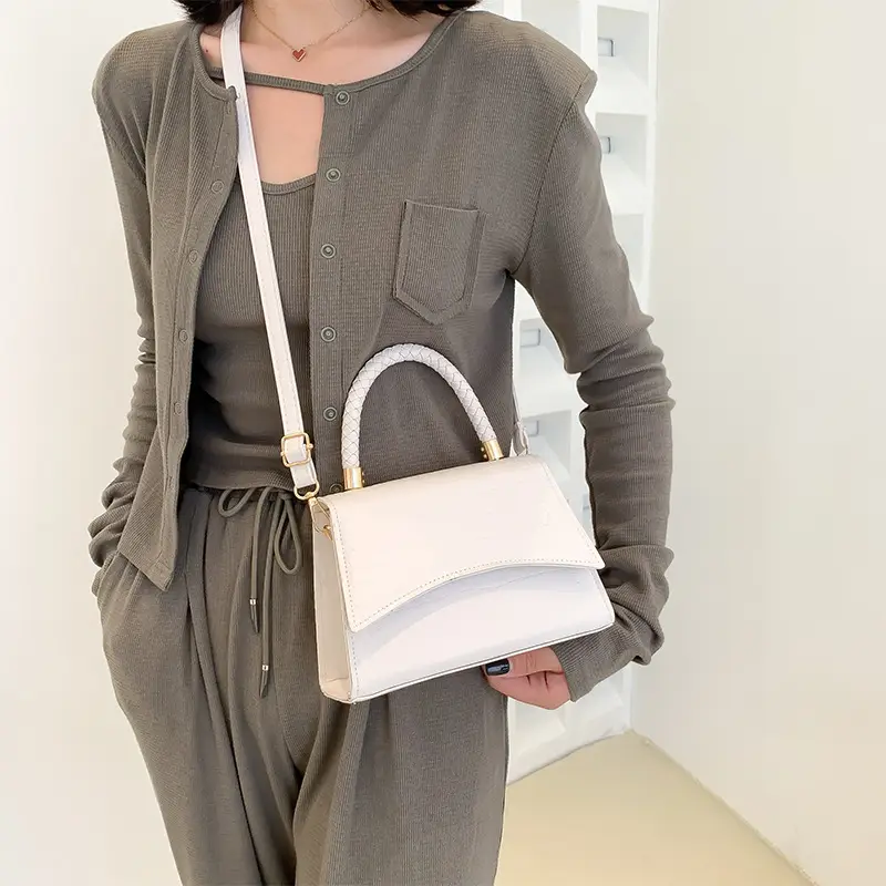 Women's White Shoulder Bag with Crossbody Strap - Image 7