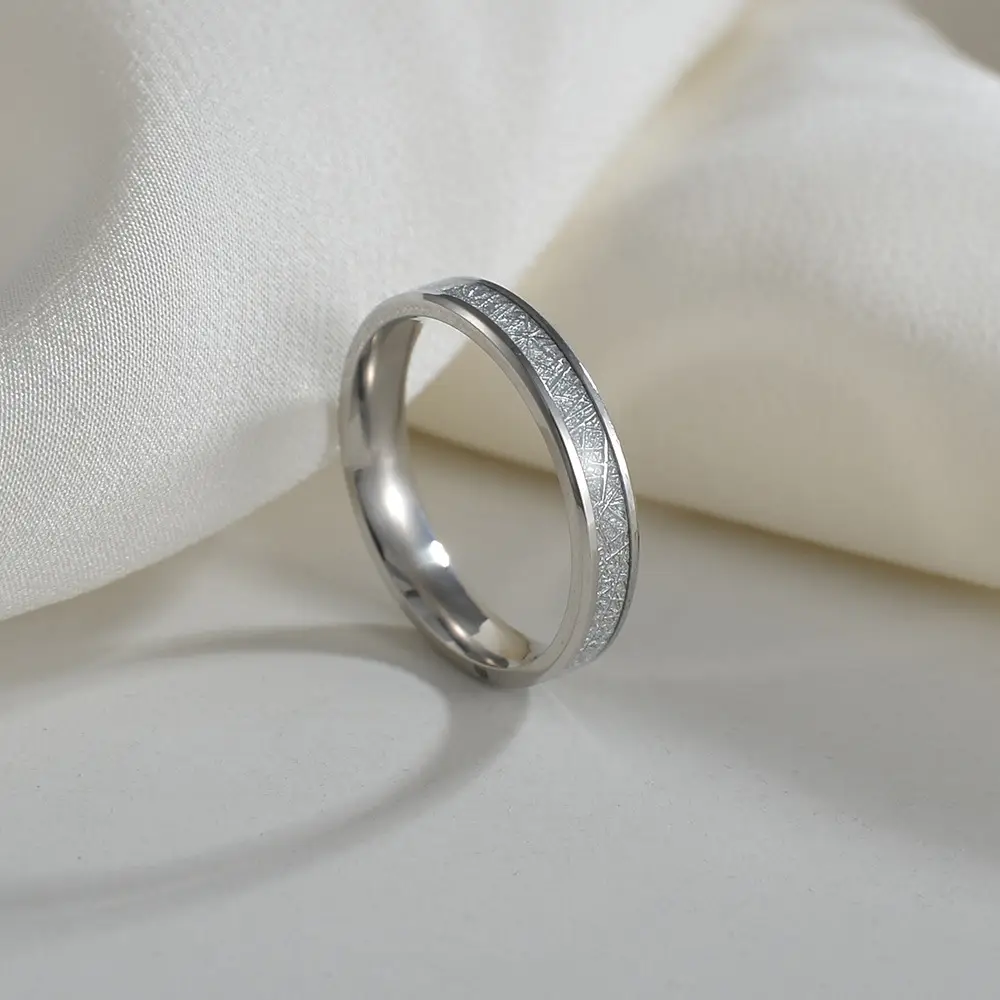 Titanium Women's Couple Ring 4mm Ice Silk Foil — feature 7