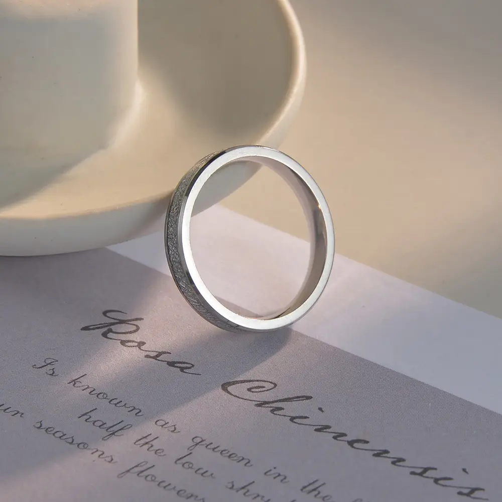 Titanium Women's Couple Ring 4mm Ice Silk Foil — feature 4
