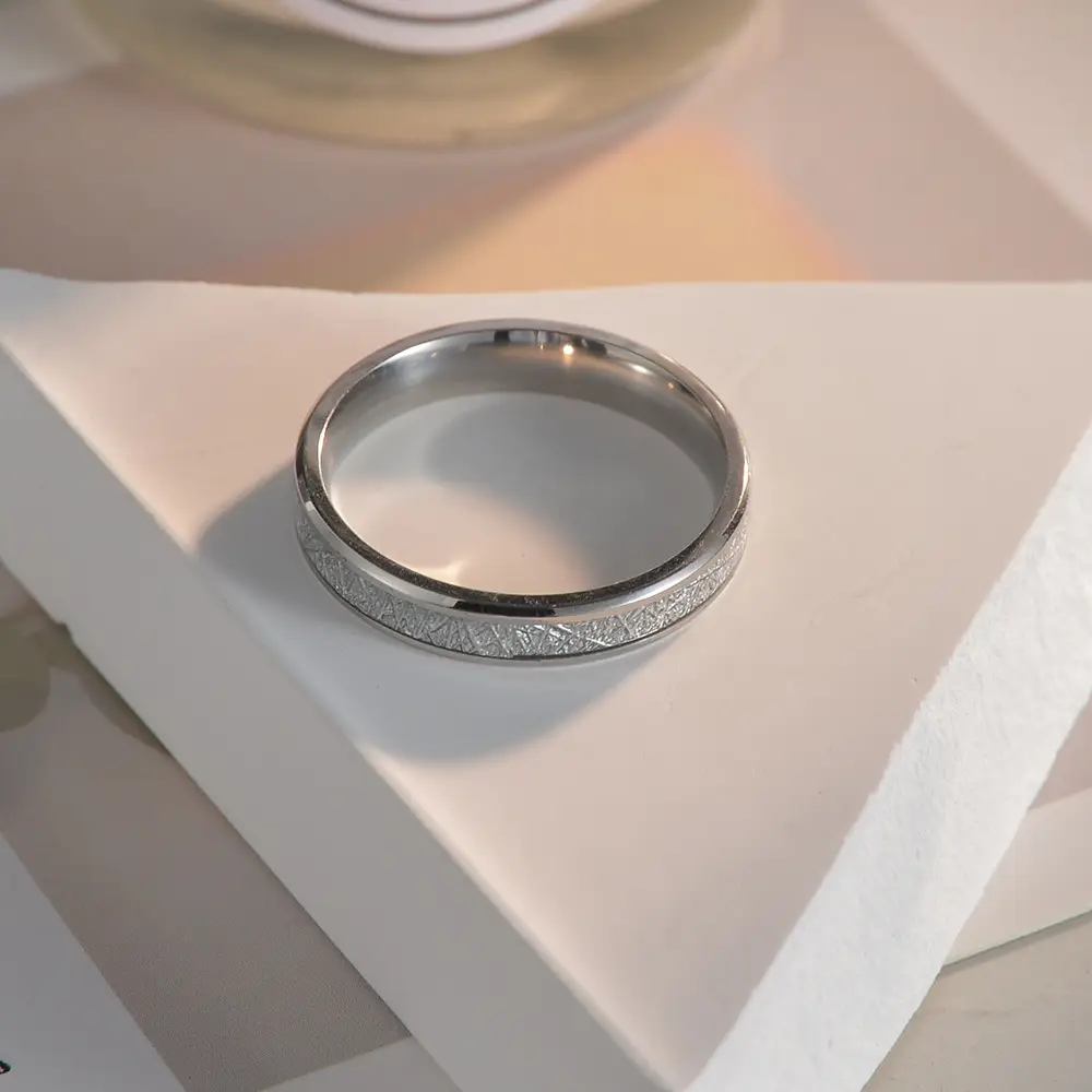 Titanium Women's Couple Ring 4mm Ice Silk Foil — feature 5