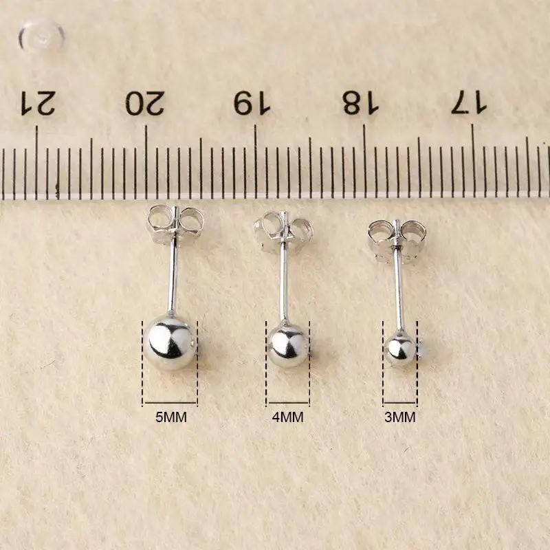 Silver Bean Earrings 925 Sterling Silver 4mm 5mm