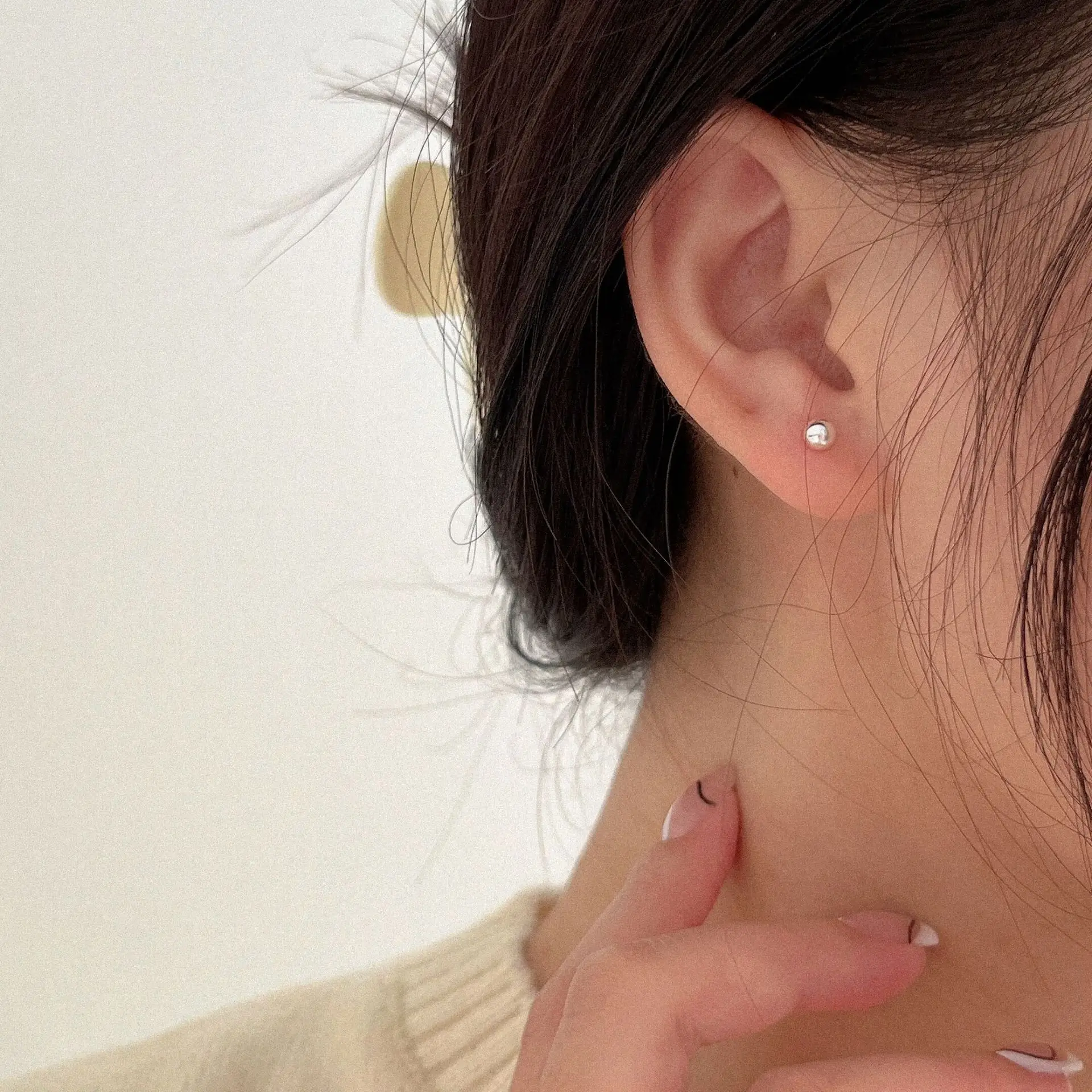 Silver Bean Earrings 925 Sterling Silver 4mm 5mm