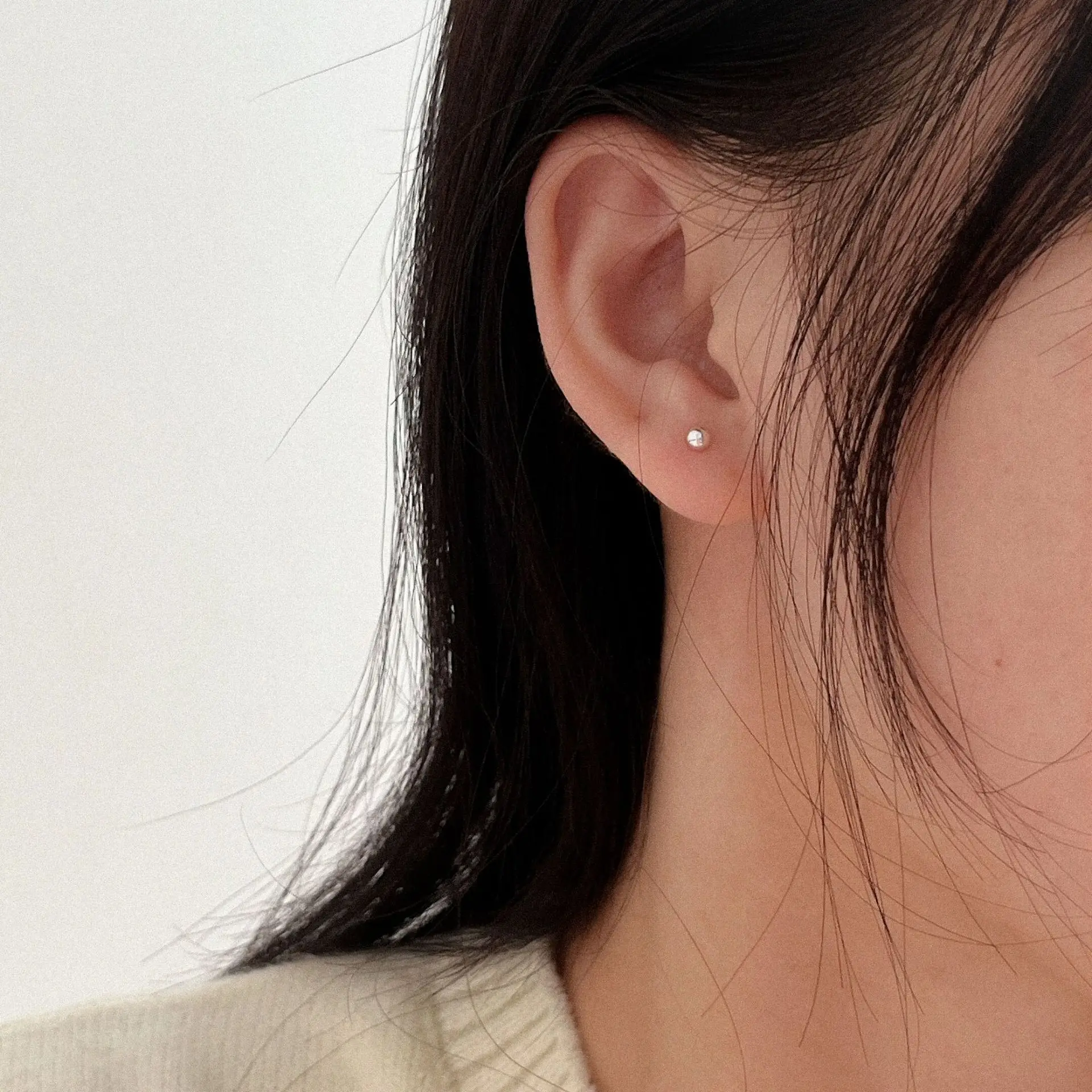 Silver Bean Earrings 925 Sterling Silver 4mm 5mm