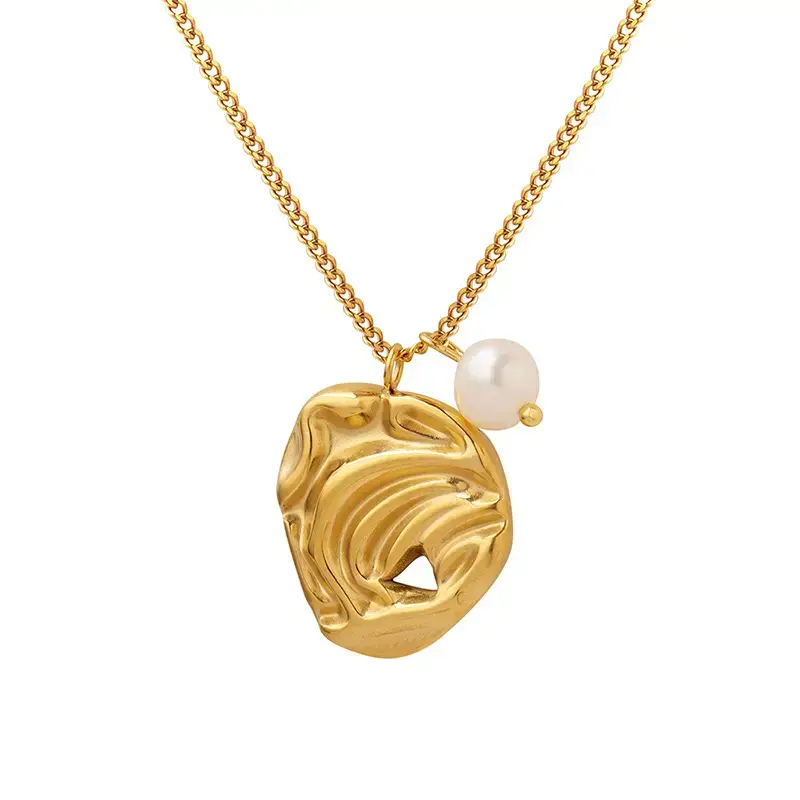 Gold Plated Pearl Necklace for Women with Titanium Steel Design - Image 7