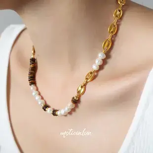 Gold Plated Pearl Necklace for Women with Titanium Steel Design — feature 3