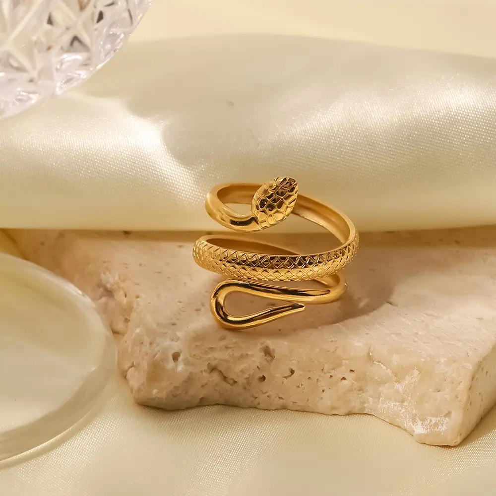 18K Gold Plated Snake Ring for Women - Image 4