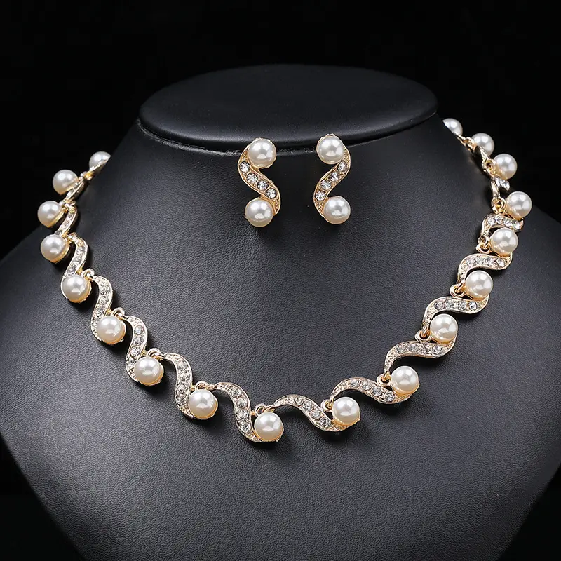Pearl Necklace & Earrings Set for Women - Image 2