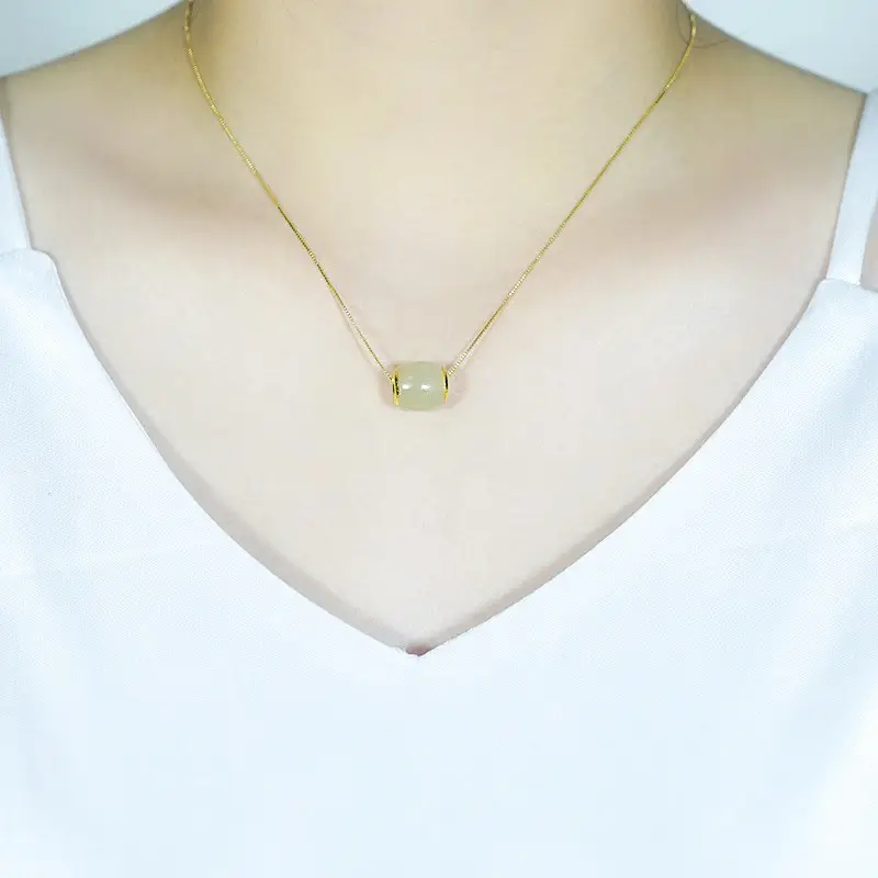 Natural Jade & Hetian Jade Luck Necklace Gold Chain - Image 4