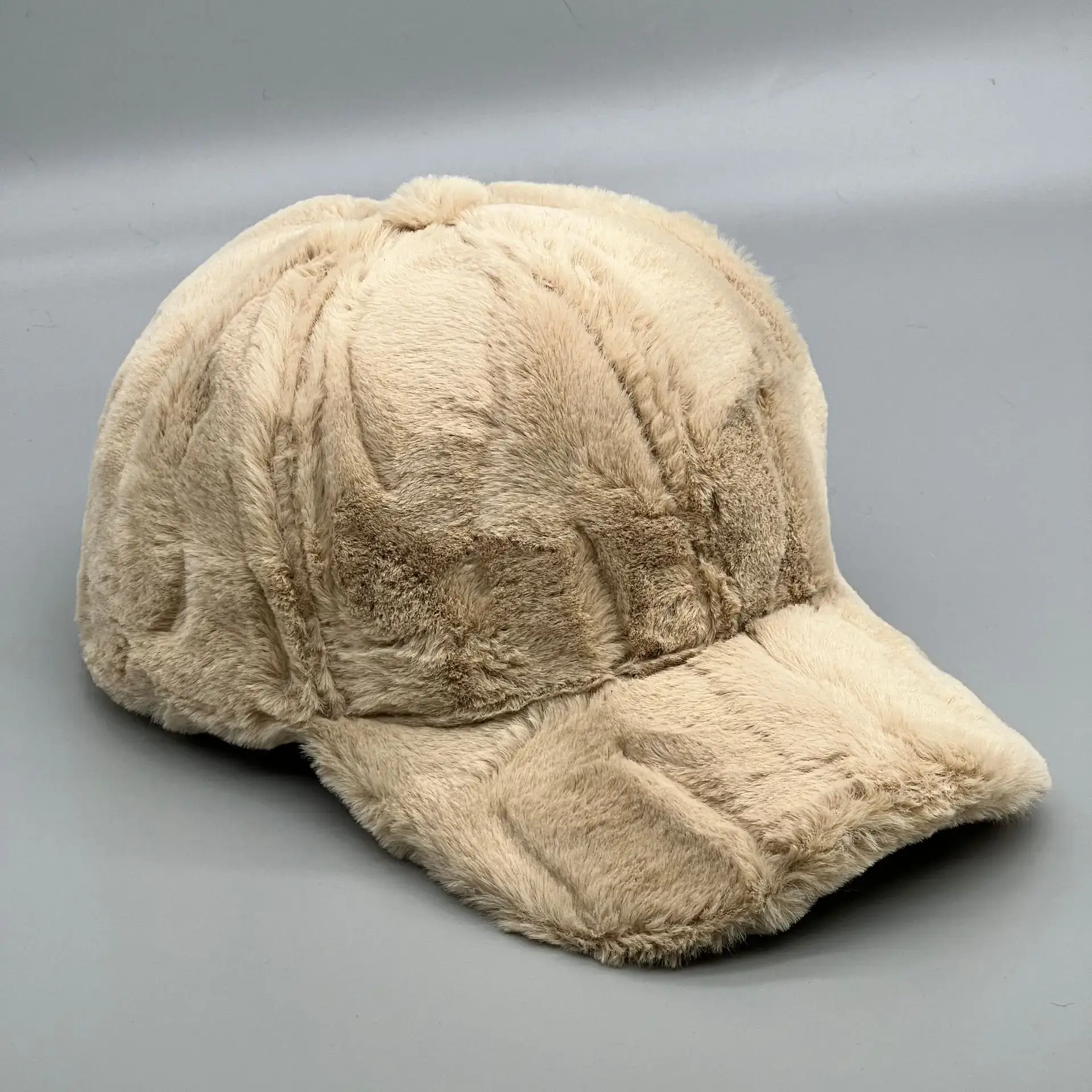 White Plush Duckbill Cap for Women Autumn Winter Warm - Image 8