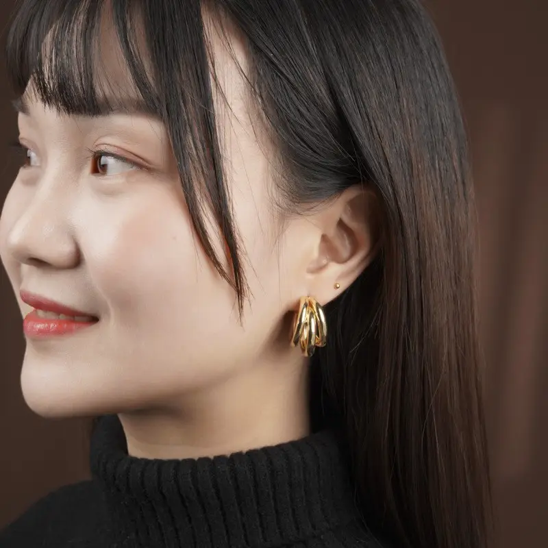 925 Silver Multi-Layer Hoop Earrings for Women
