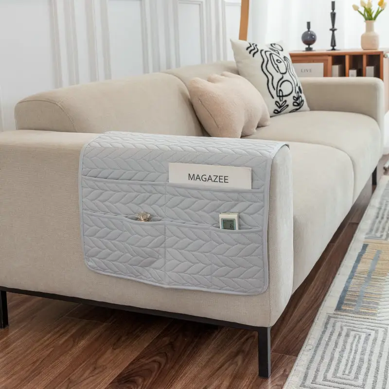 Ultrasonic Quilted Sofa Armrest Cushion with Storage - Image 11