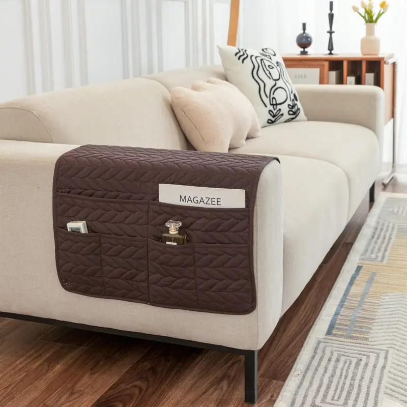 Ultrasonic Quilted Sofa Armrest Cushion with Storage - Image 12
