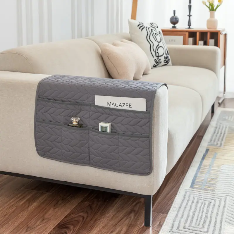 Ultrasonic Quilted Sofa Armrest Cushion with Storage - Image 13