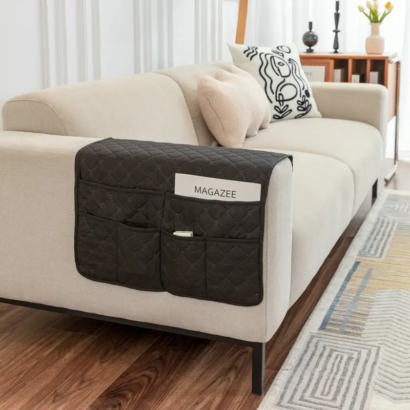 Ultrasonic Quilted Sofa Armrest Cushion with Storage - Image 15