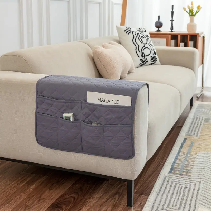 Ultrasonic Quilted Sofa Armrest Cushion with Storage - Image 16