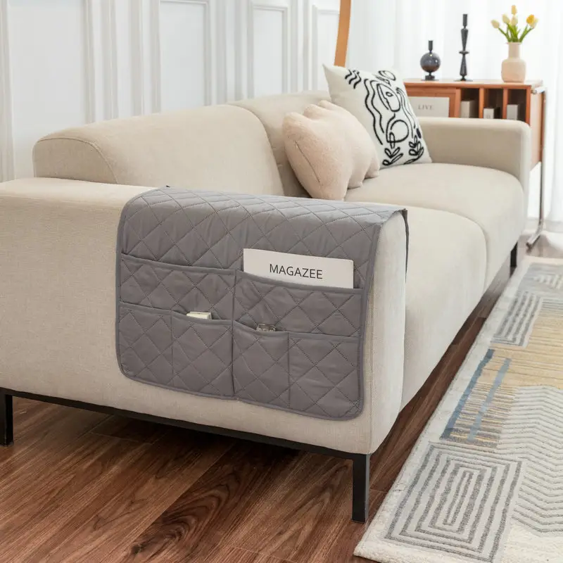 Ultrasonic Quilted Sofa Armrest Cushion with Storage - Image 3