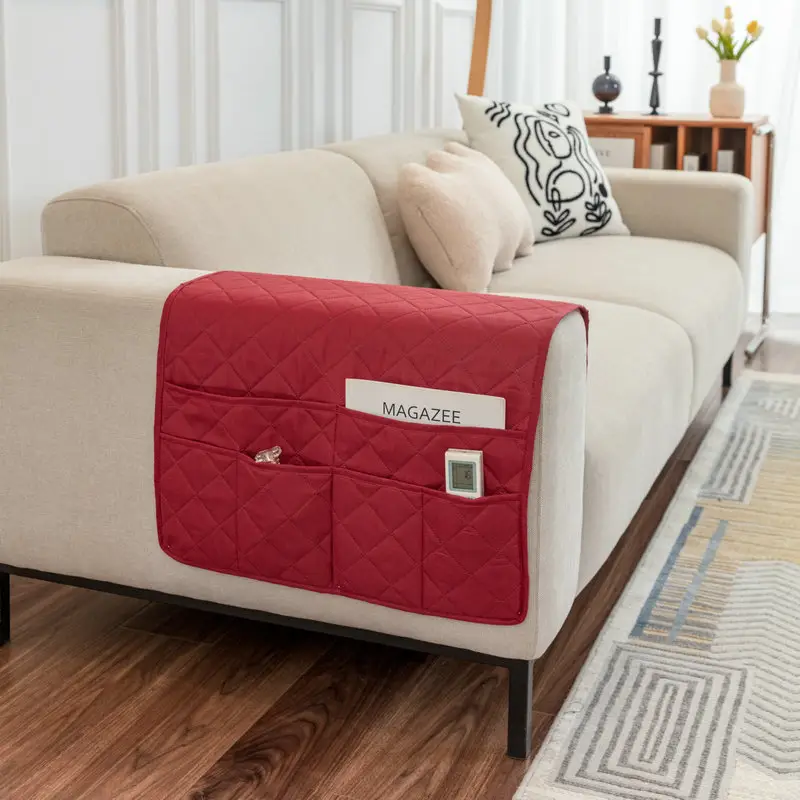 Ultrasonic Quilted Sofa Armrest Cushion with Storage - Image 4
