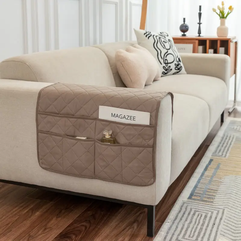 Ultrasonic Quilted Sofa Armrest Cushion with Storage - Image 6