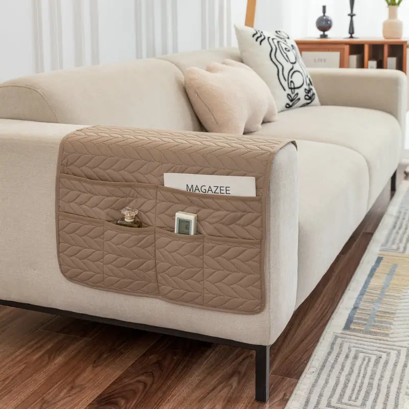 Ultrasonic Quilted Sofa Armrest Cushion with Storage - Image 9