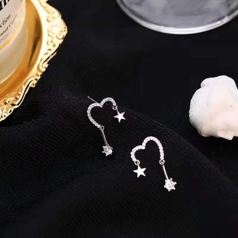 S925 Silver Love Star Earrings for Women - Image 4